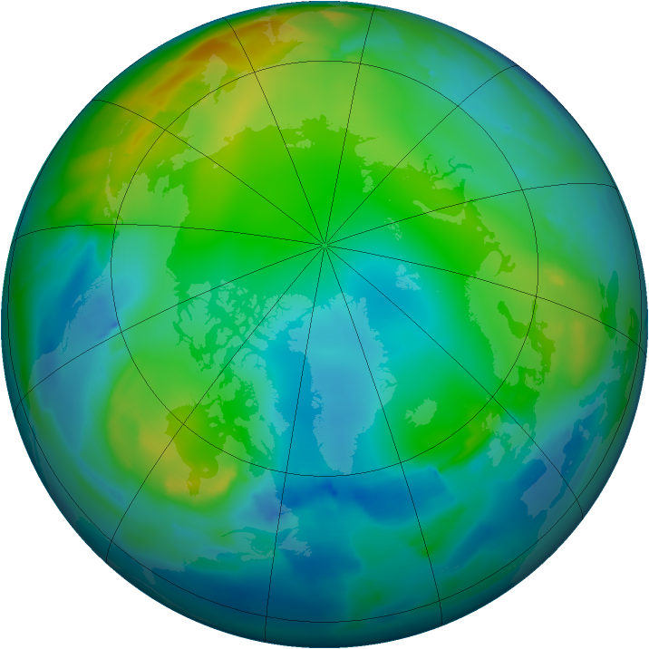 Arctic ozone map for 08 December 2011